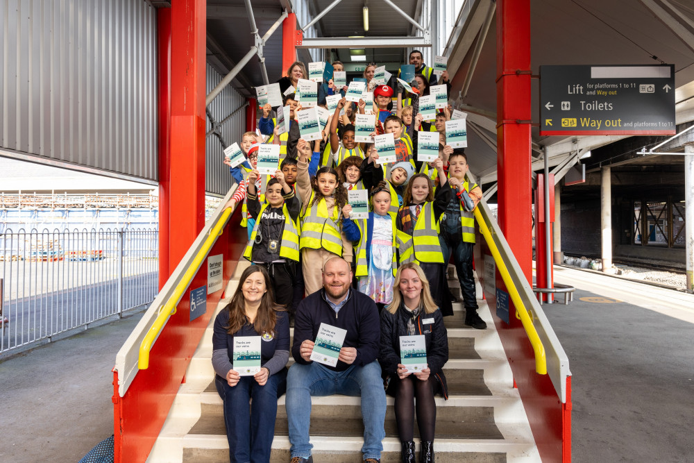 Crewe schoolchildren were joined by local poet, Gareth Williams at the town's railway station for World Book Day (Avanti West Coast).