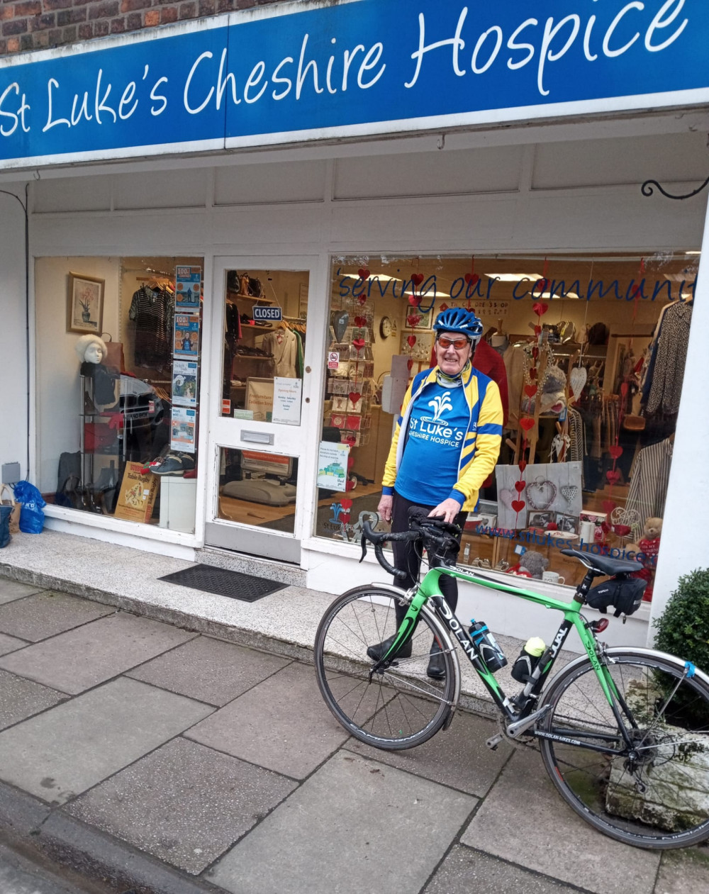 Seventy-nine-year-old supporter Terry Veal took it upon himself to complete his 100K in one go, cycling from St Luke’s Hartford shop to Neston and back again. (Photo: St Luke's) 