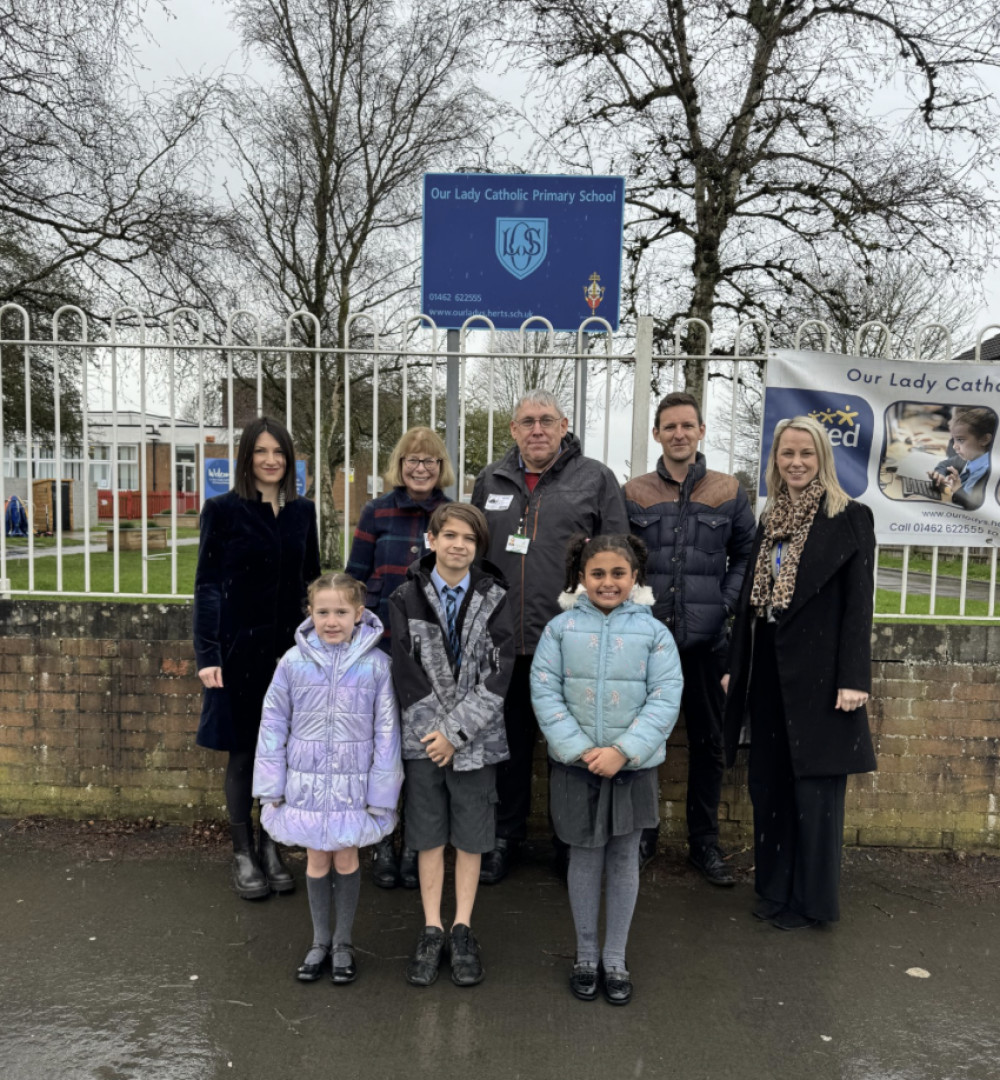 Hitchin pupils, teachers, families and councillors campaign for safer streets after speeding cars outside Our Lady Catholic Primary School