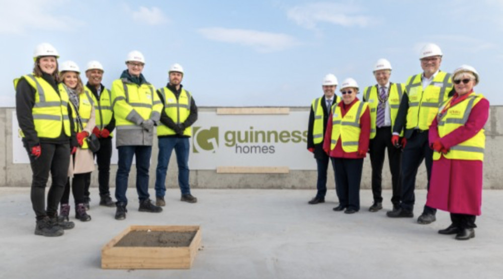 Kevin Williams, Group Director of Development and Commercial Services at The Guinness Partnership, was joined by Stephen McPartland MP, Cllr Jeannette Thomas, the Deputy Leader of Stevenage Borough Council, Cllr James Brown, the Deputy Mayor of the Council and Cllr Sandra Barr along with Mick Laws, Regional Managing Director from Lovell Partnerships – the appointed contractors. 