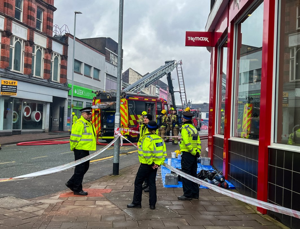 Police say they believe there is a body inside the building but cannot yet search the area (Staffordshire Police).