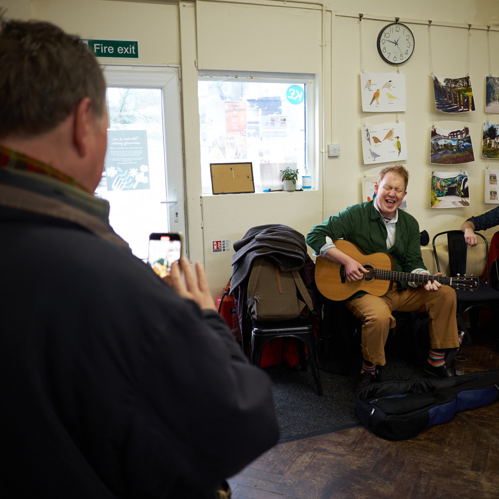 Singer-songwriter Jack Harris performed Miner's Line, a song about Cox Lane Industrial Estate, earlier this week (Photo: Oliver Monk)