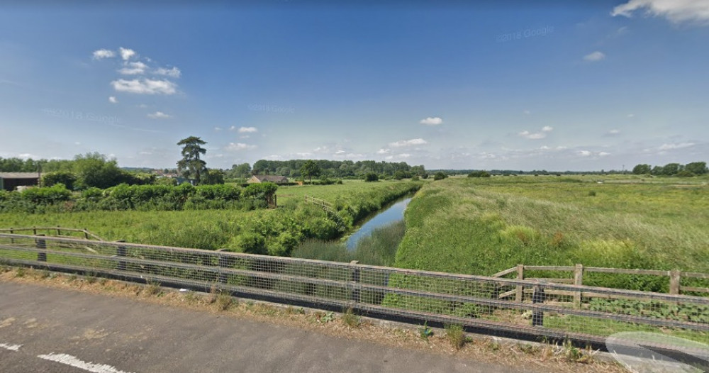 The River Brue Seen From A39 The Causeway In Glastonbury. Credit: Google Maps. 