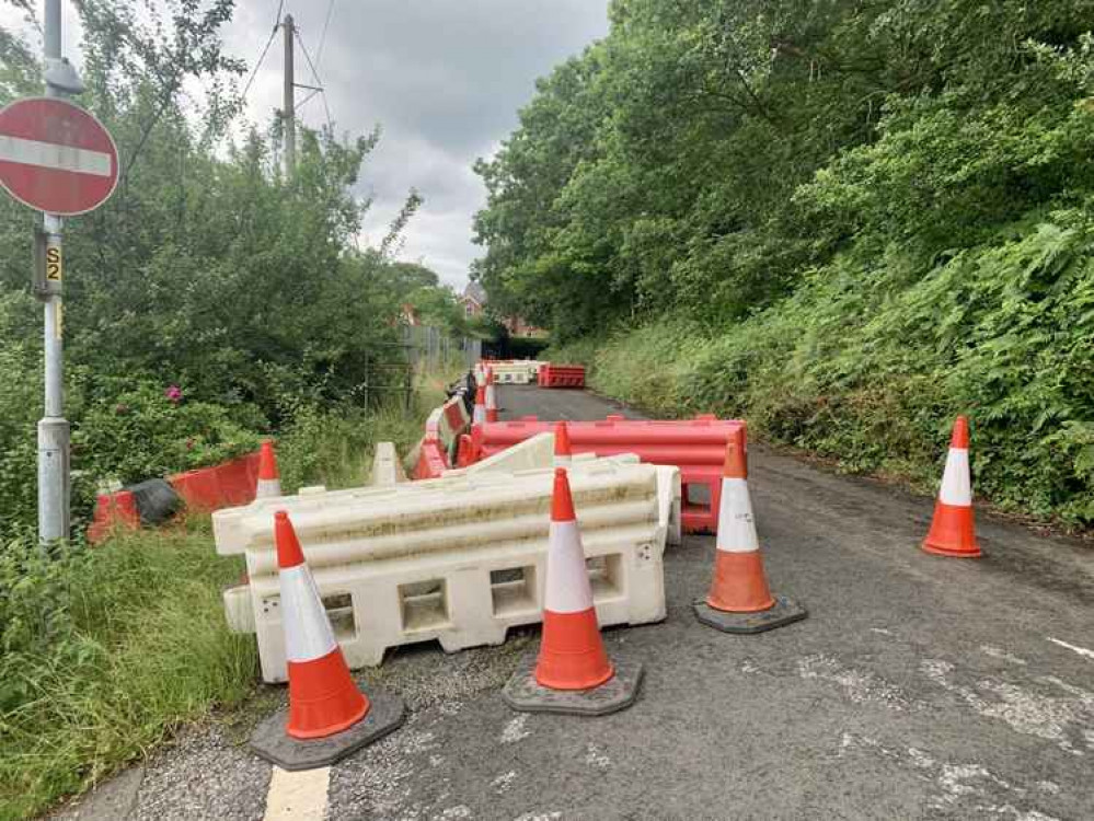 The OId Chester Road closure by Rake Lane The OId Chester Road closure by Rake Lane
