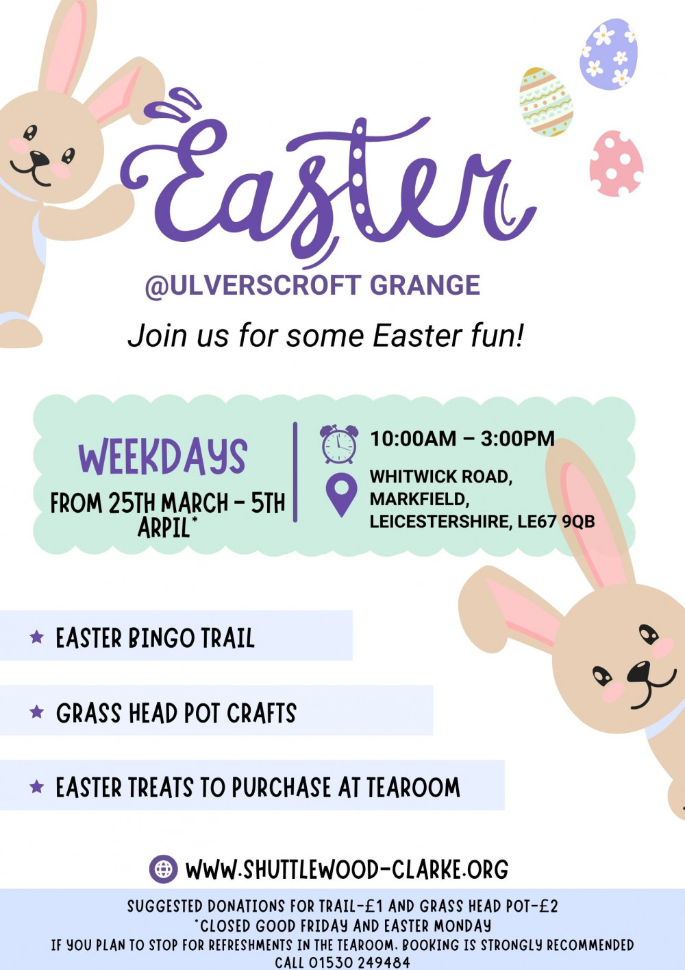 Easter craft fun and bingo trail at Ulverscroft Grange, near Coalville Easter craft fun and bingo trail at Ulverscroft Grange, near Coalville