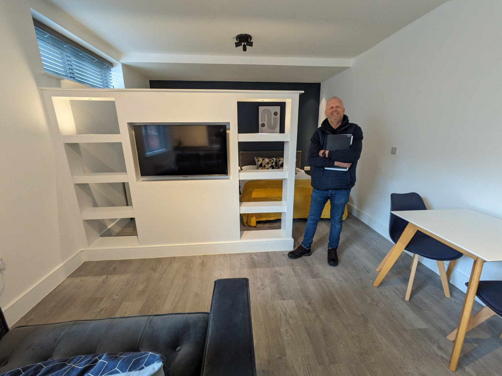 Sam Brown, Premier Living Group co-owner, inside one of the stylish apartments at Lea House. (Photo: Nub News) Sam Brown, Premier Living Group co-owner, inside one of the stylish apartments at Lea House. (Photo: Nub News)