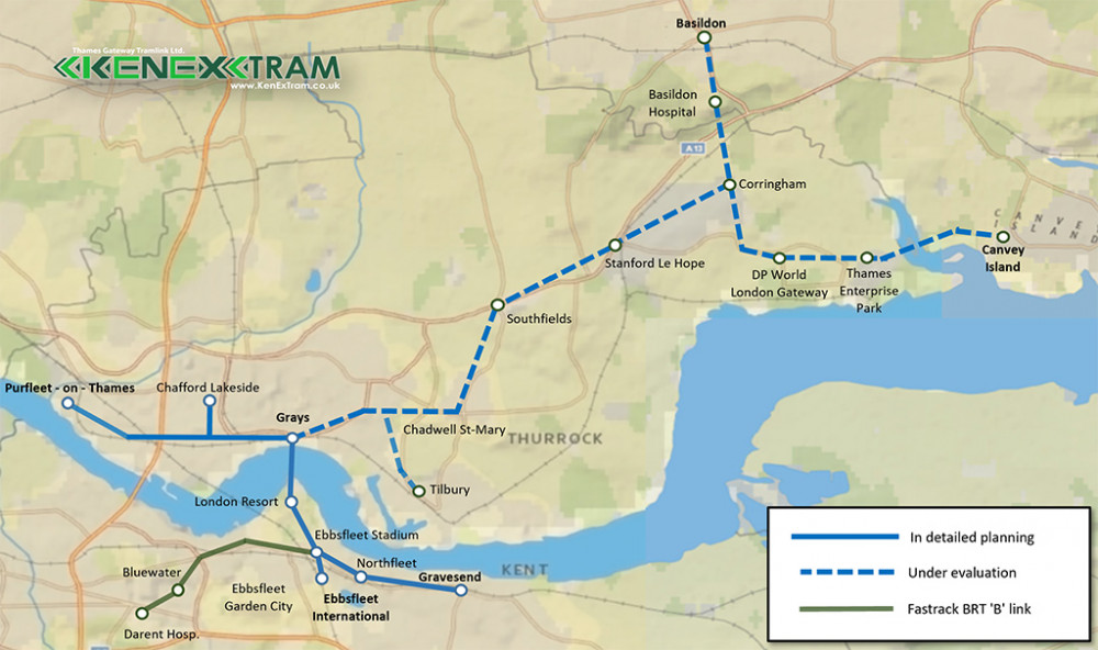 The proposed tram scheme will link both sides of the Thames.