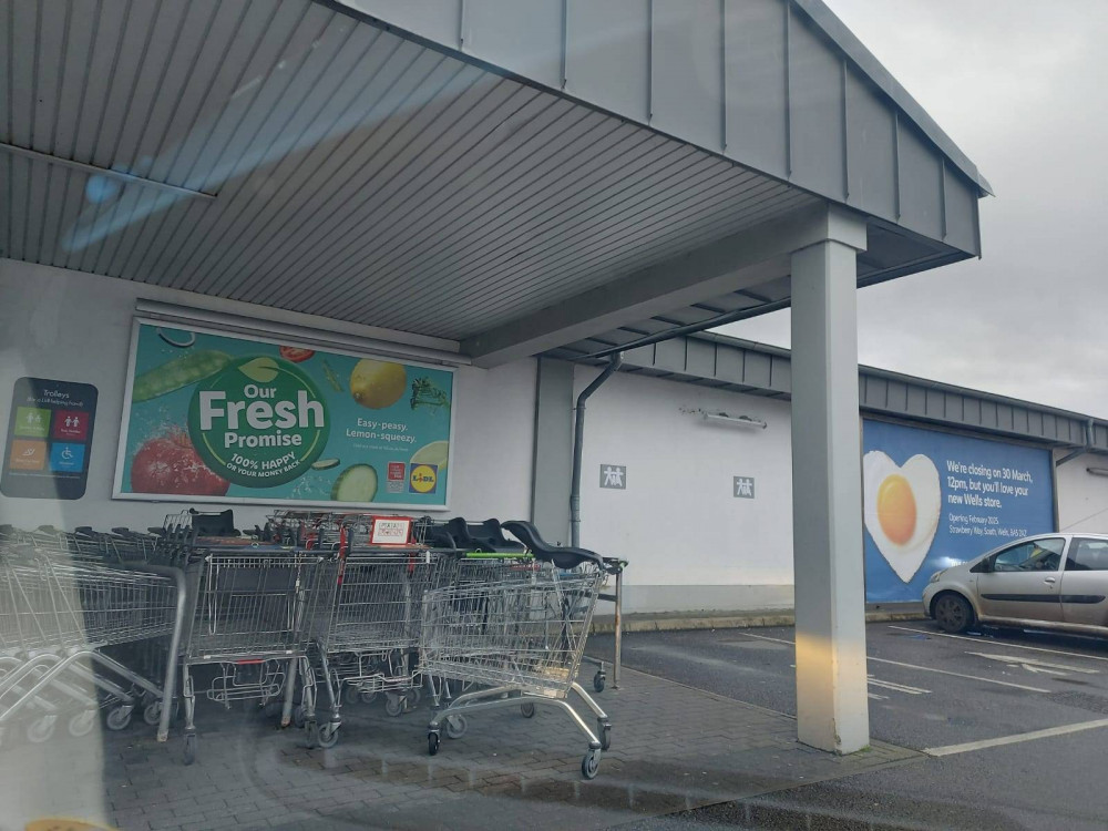 Lidl in Wells has closed - and won't reopen until early next year. (Photo: Frome Nub News) 