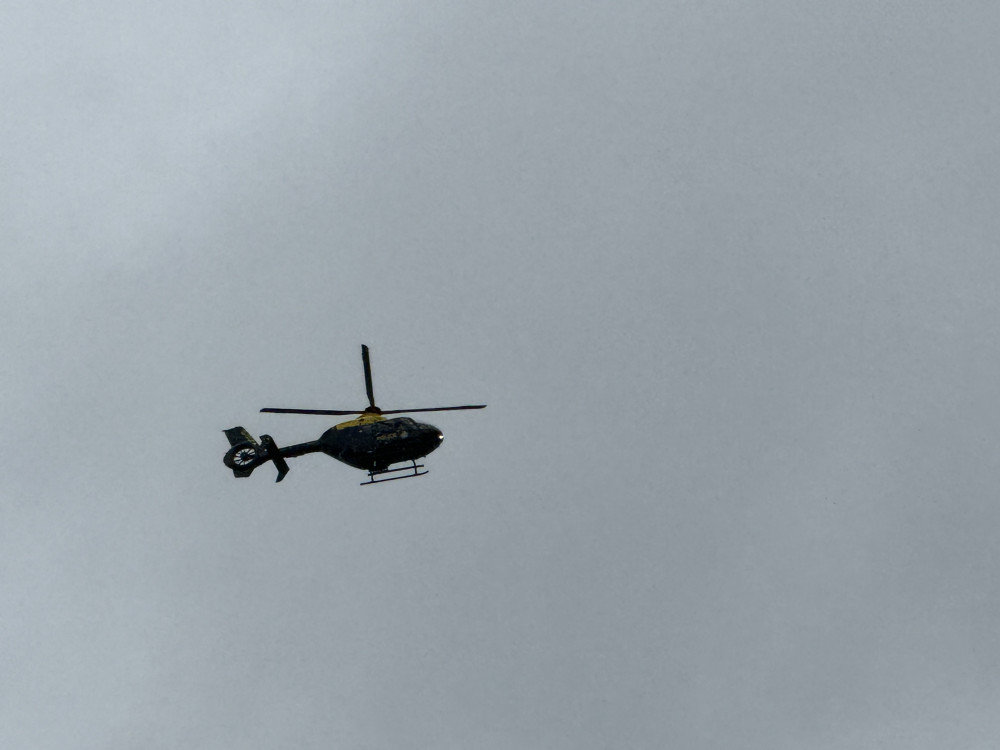 Here's the reason a Police helicopter (pictured) flew over Letchworth and surrounding areas for several hours on Thursday evening. CREDIT: Letchworth Nub News Here's the reason a Police helicopter (pictured) flew over Letchworth and surrounding areas for several hours on Thursday evening. CREDIT: Letchworth Nub News