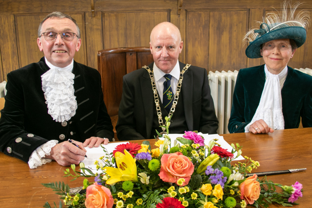 Richard (left) and Geraldine (right) at the recent Oakham Castle ceremony where Richard was sworn in. Image credit: Clarke PR & Media. Richard (left) and Geraldine (right) at the recent Oakham Castle ceremony where Richard was sworn in. Image credit: Clarke PR & Media.
