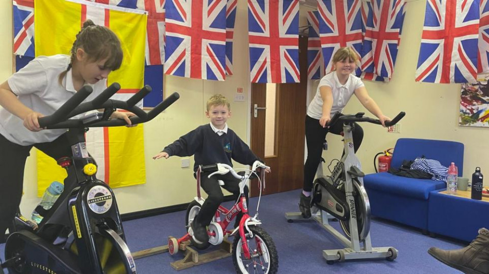 Youngsters taking part in the challenge. 