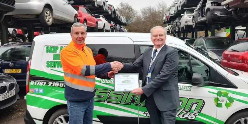 Frederick Cook, CEO of Assington Autos on the left and Peter Frost (right), Suffolk County Council Environment Strategy Officer. 