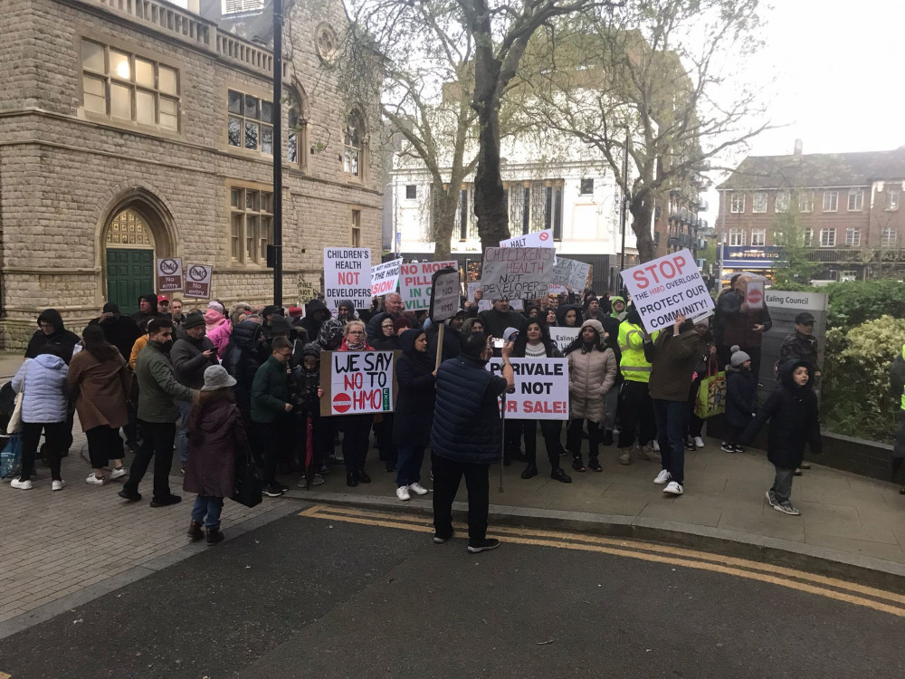 Protest against HMOs in Perivale outside Ealing Council (credit: Rory Bennett/MyLondon).