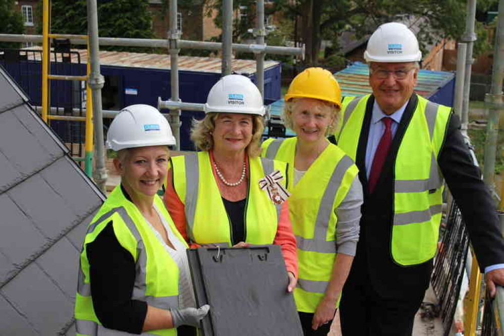 Recent topping out ceremony at Oakham Grange: Head of Business Development Clegg Construction Rachel Johns, Lord-Lieutenant of Rutland Dr Sarah Furness, Ardale Chief Operating Officer Lesa McAnulty, Non Executive Group Chairman Clegg Construction Tim Rich