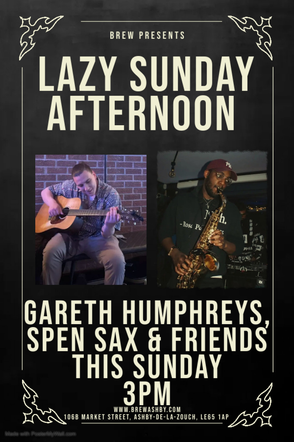 Lazy Sunday Afternoon Acoustic Session with Gareth Humphreys, Spen Sax & Friends at Brew, 106B Market Street, Ashby-de-la-Zouch