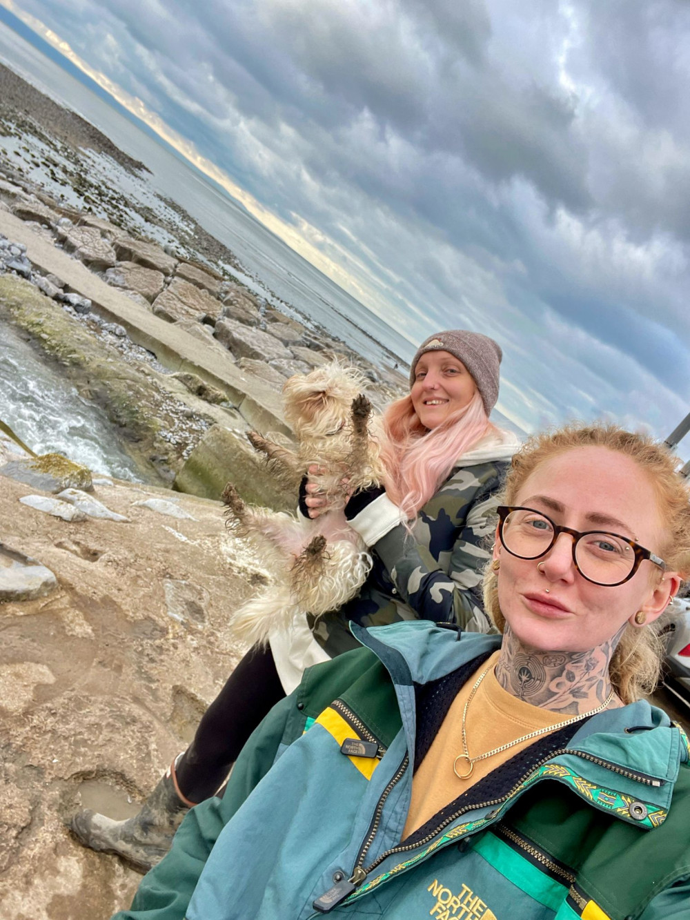 Lowis Fisher and friend Kelly Dance on a training walk