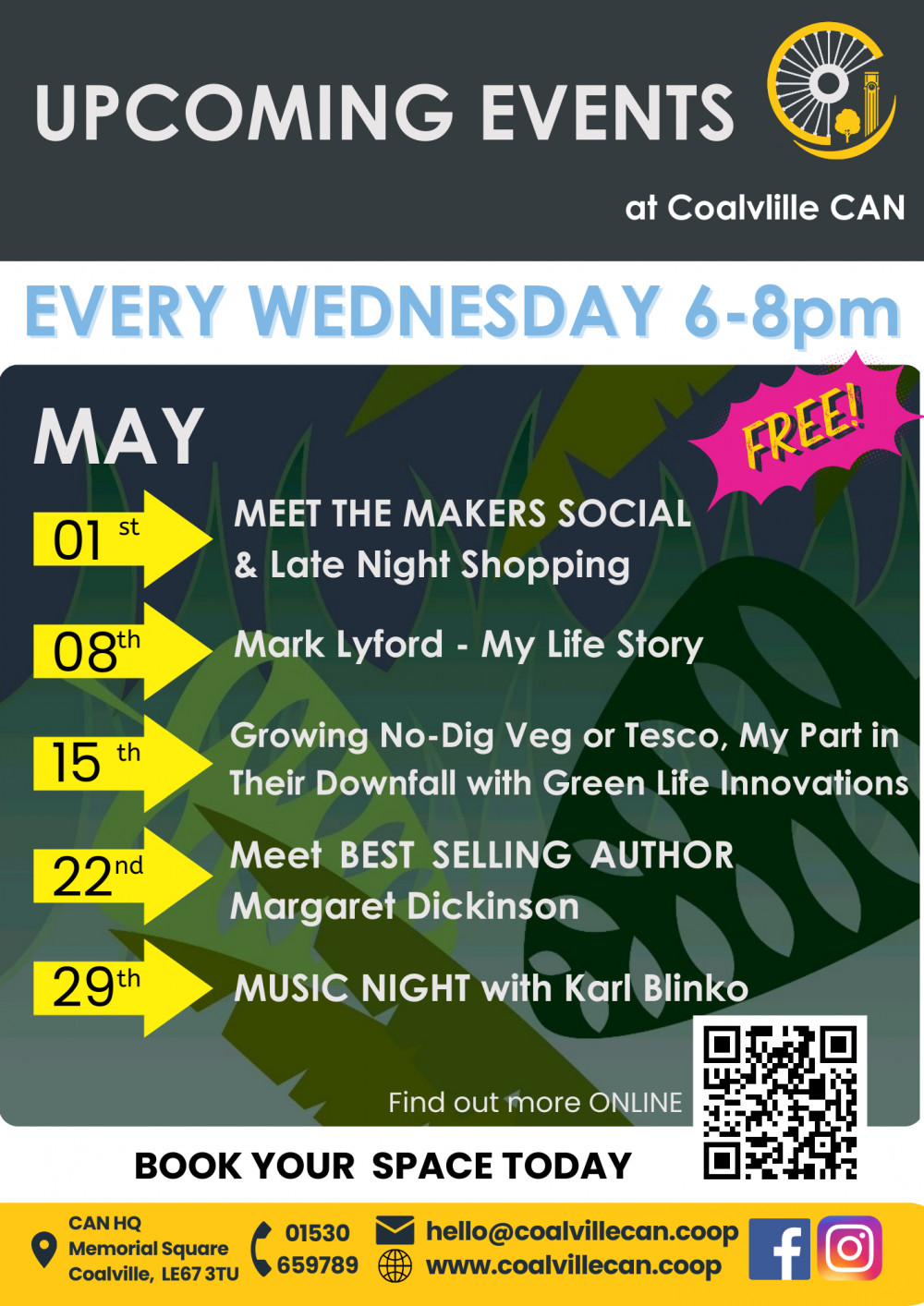 Wednesday Evening Talks at Coalville CAN, Memorial Square, Coalville Wednesday Evening Talks at Coalville CAN, Memorial Square, Coalville