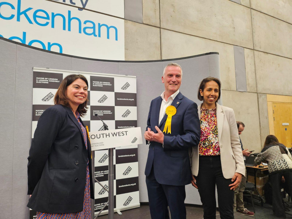 (Left to right) MP for Richmond Park, Sarah Olney, Richmond Councillor, Gareth Roberts and MP for Twickenham, Munira Wilson (credit: Sarah Olney). (Left to right) MP for Richmond Park, Sarah Olney, Richmond Councillor, Gareth Roberts and MP for Twickenham, Munira Wilson (credit: Sarah Olney).
