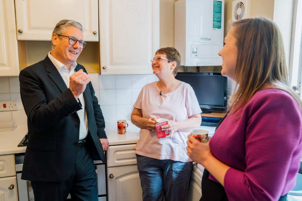 Sir Keir Starmer and Jen Craft met Ockenbdon resident Susanna Corner.