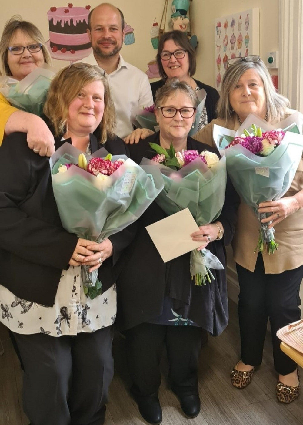 L-R (back row) Rachael Hawkins, Philip White, Charmian Hooper; (front row) Helen Chamberlain, Tina Millard, Tracy Woolfrey