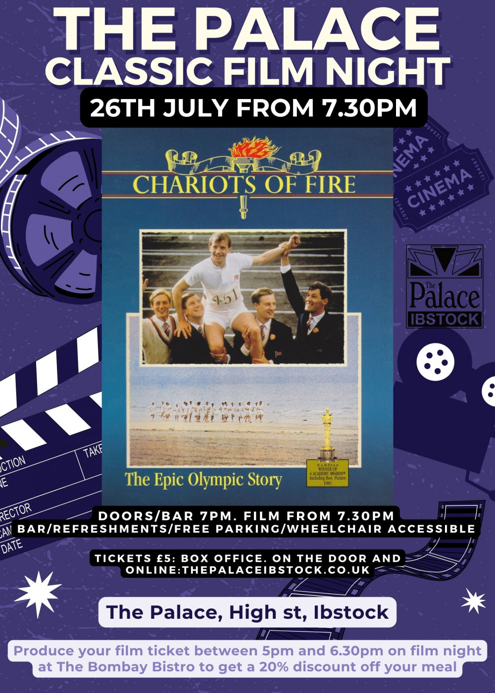 Classic Film NIght  Chariots of Fire at The Palace Community Centre, Ibstock, near Coalville