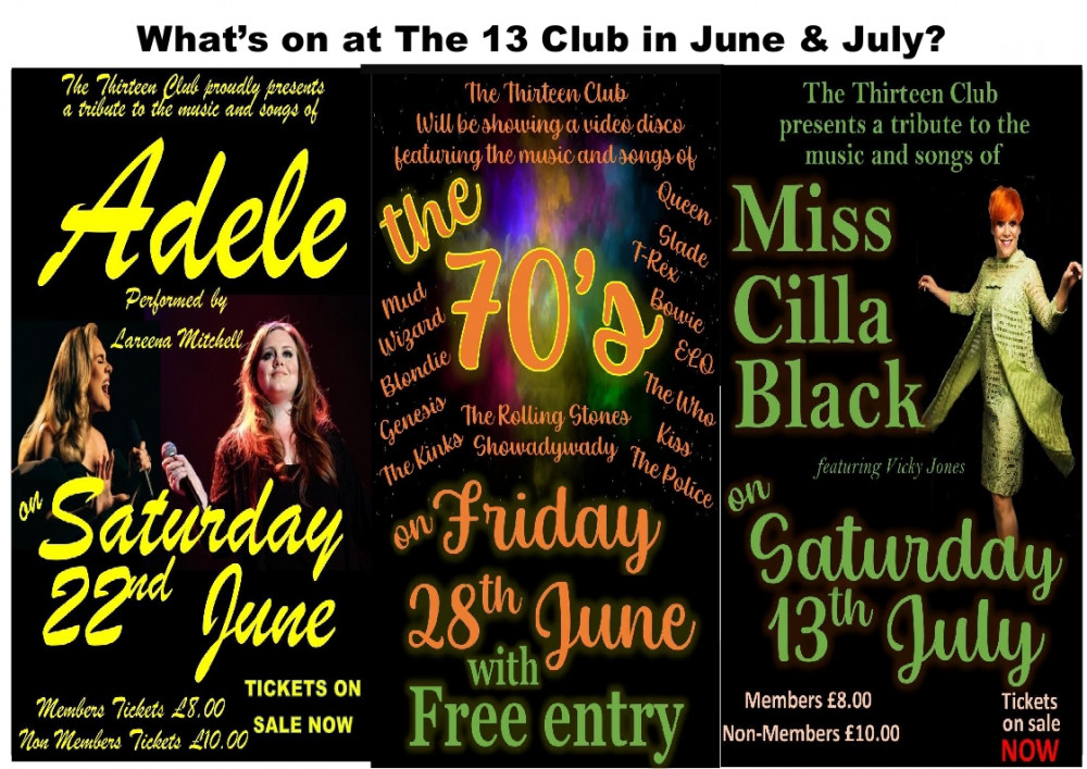 What's on at The Thirteen Club in June & July What's on at The Thirteen Club in June & July