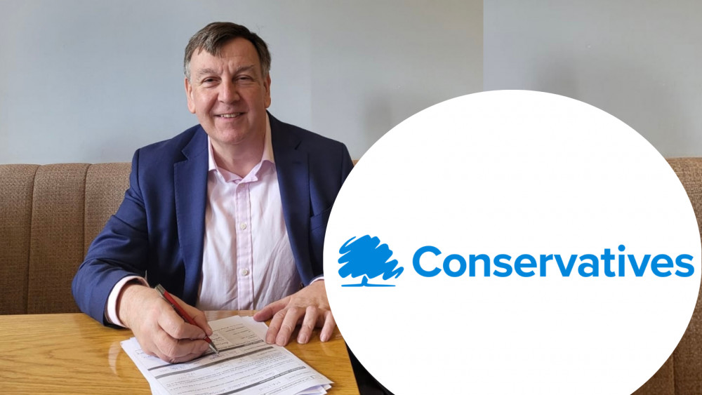 John Whittingdale signing nomination papers at Maldon Constitutional Club on Friday (May 24).