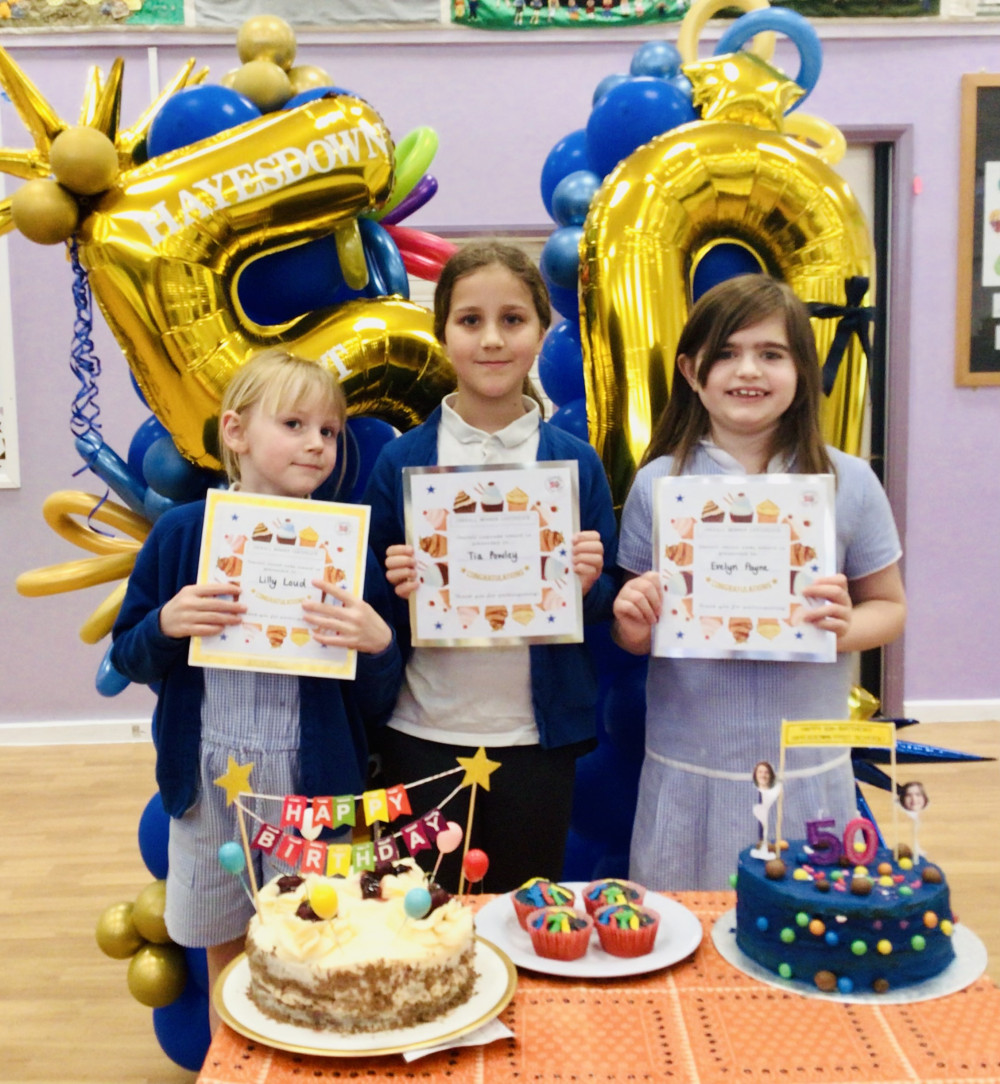 Winners of Hayesdown "Bake Off" competition: Lilly (Year 1), Tia (Year 3) and Evelyn (Year 3)