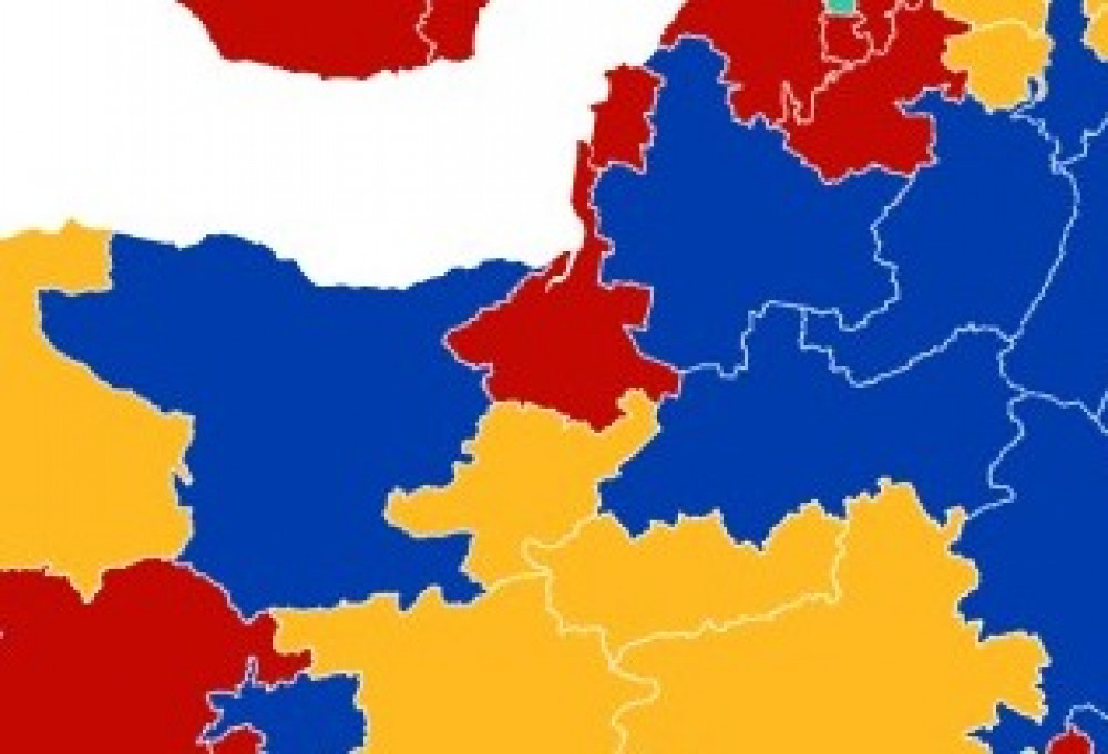 YouGov's projection for how Somerset's political map could look after the election (image via YouGov)