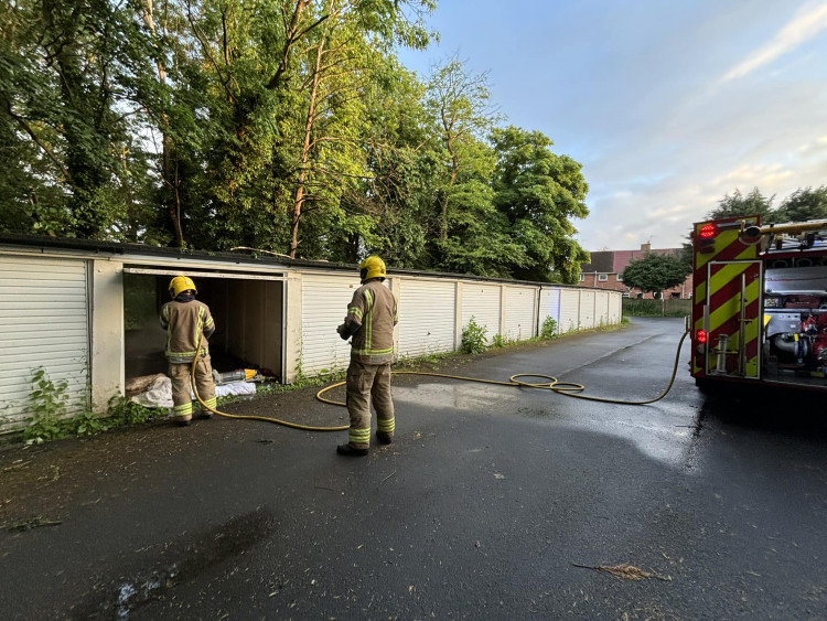 The incident happened at garages off Guy Road (image via Kenilworth Fire Station)