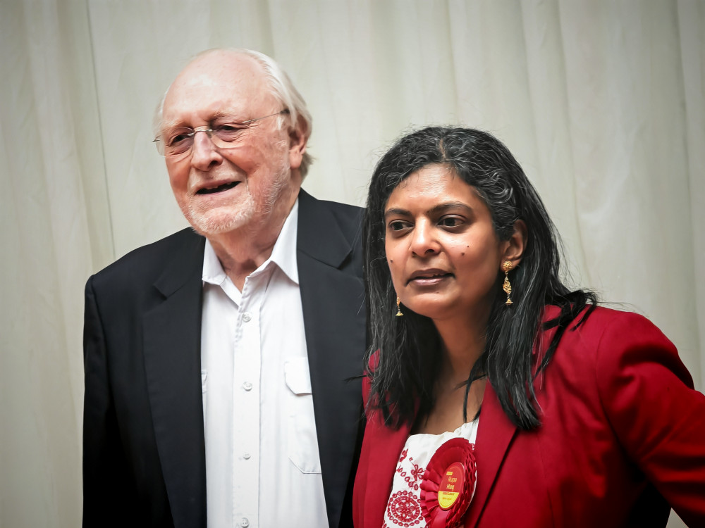 Lord Kinnock next to Rupa Huq at her re-election campaign launch (credit: Labour Party).