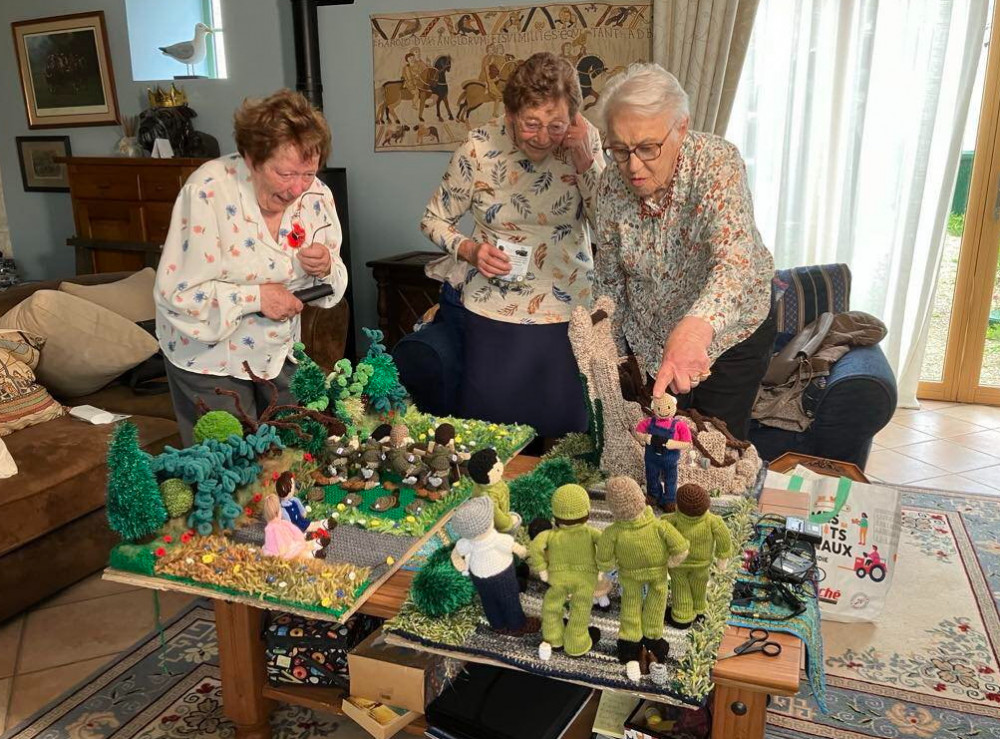 Residents at a care home in Stockport have contributed to an international art project depicting D-Day using wool (Image - SWNS)