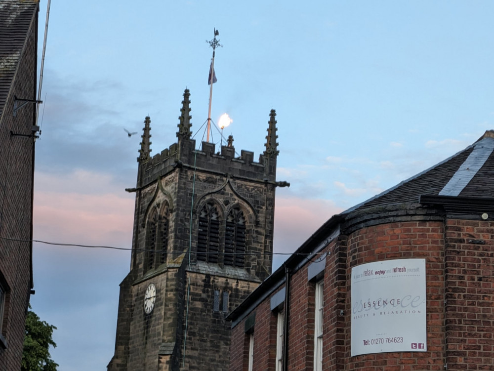 A beacon was lit up on top of St Mary's Church. (Photo: Nub News)