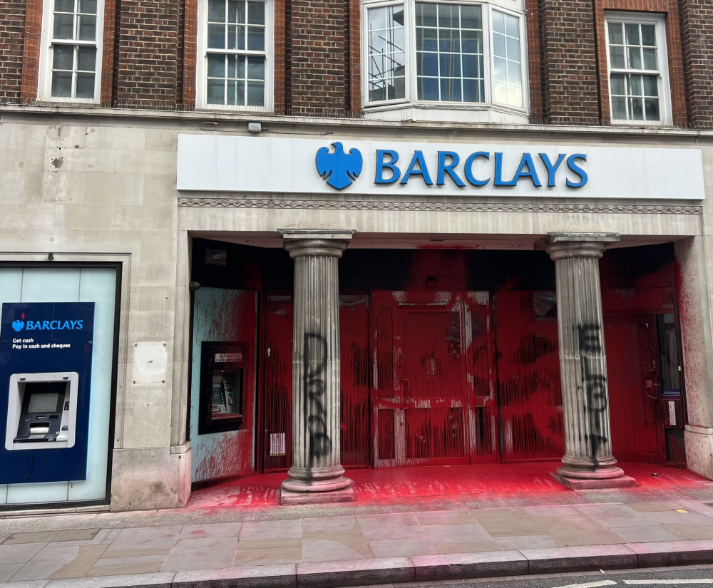 Barclays Richmond is one of 20 branches targeted across the country yesterday, according to protest group (credit: Alistair Parkes). Barclays Richmond is one of 20 branches targeted across the country yesterday, according to protest group (credit: Alistair Parkes).