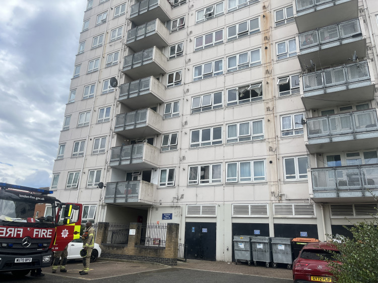 Firefighters have tackled a blaze to a third floor flat in Park Road North, Acton on Tuesday, 11 June (credit: Cesar Medina).