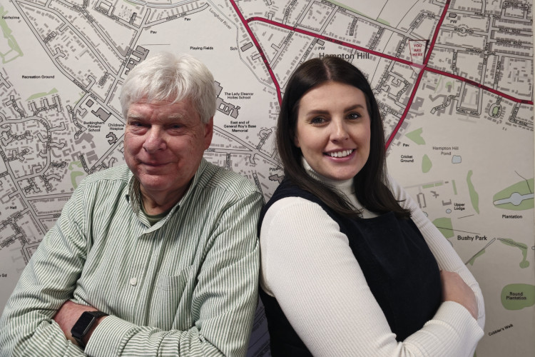 (From left to right) Twickenham resident, Nigel Cassidy and Ellie Rayner who works in Hampton Hill have launched a new podcast (credit: Taking Care of Business).