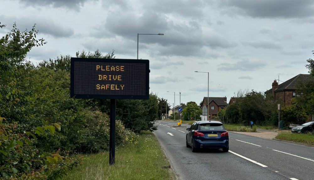 The variable message sign on Stanford Road. The variable message sign on Stanford Road.