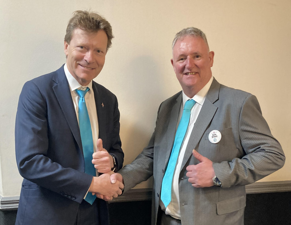 Reform UK chairman, Richard Tice with Stafford prospective candidate, Michael Riley (LDRS).