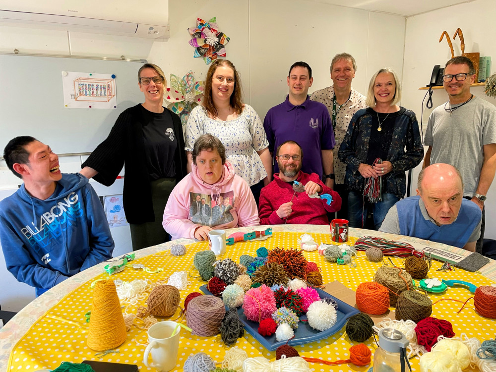 Over 500 pom poms are being made by the group at The Hive at Orchard Vale Trust Photo June MacFarlane