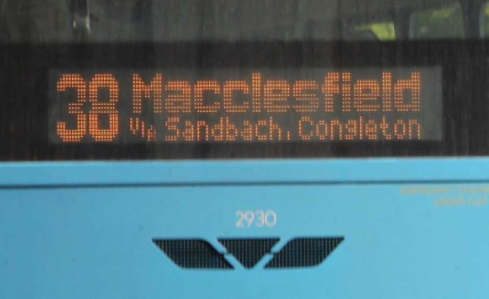 A Sandbach-bound bus, photographed by Nub News. (Image - Sandbach Nub News)