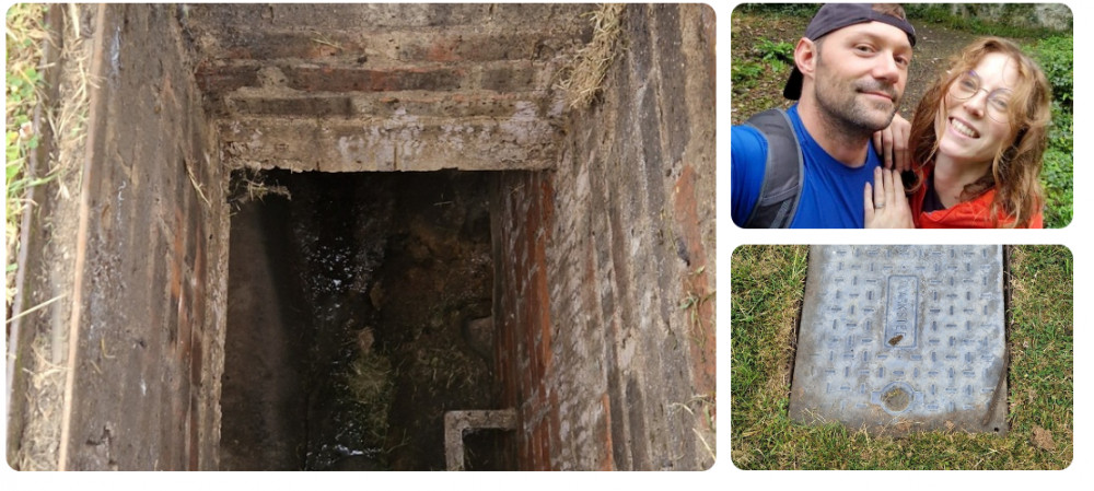 The drain was in the middle of a stretch of grass outside the family’s terraced house in Ilchester (image via SWNS)