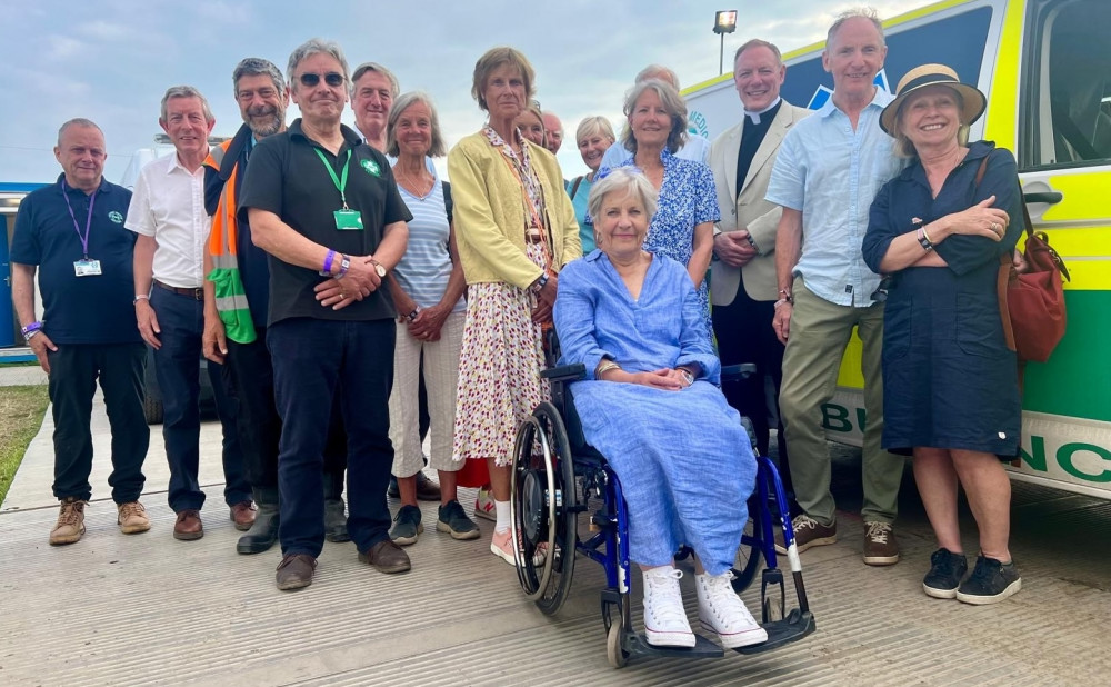 1.	Mrs Annie Maw, Patron of FMS, with her group of Somerset Friends, at the Glastonbury Festival Medical Centre.