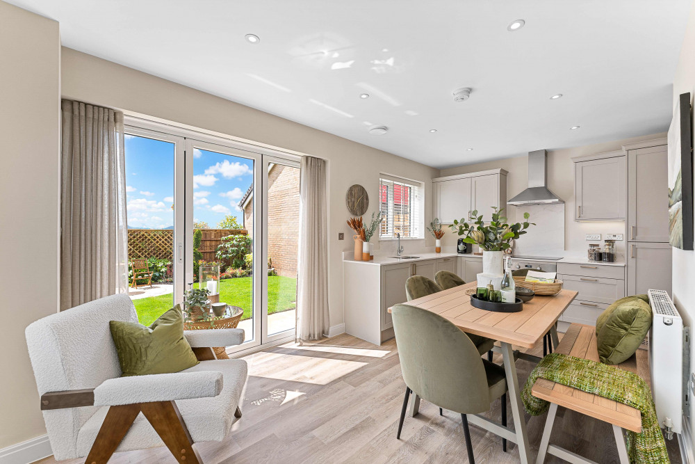 Elegant kitchen diner in the Whitebeam show home by Wain Homes at Keyford on the Green