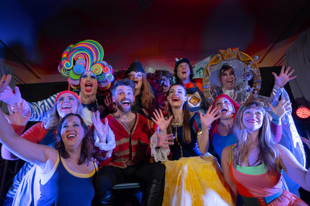 The Glastonbury And Street Pottymouth Squad (GASPS) in a previous performance of Snow *hite. Expect more cheeky fun and outrageous antics with their upcoming show, A-lad-in (he loves a good rub)