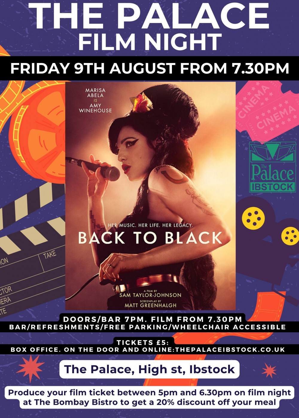 Palace Film Night Back to Black at The Palace Community Centre, Ibstock, near Coalville