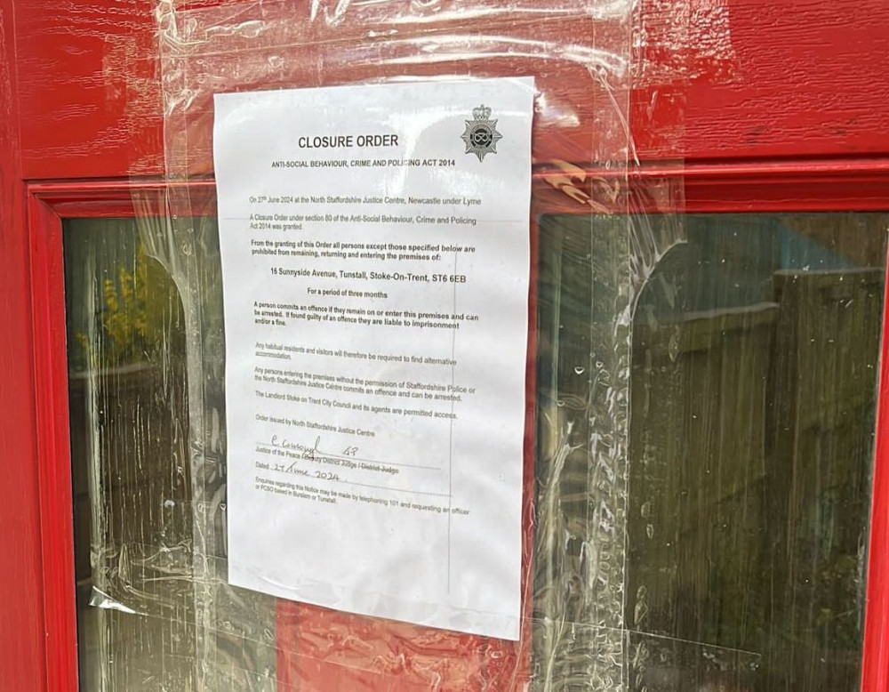 A property on Sunnyside Avenue, Tunstall, has been served a three-month closure order (Stoke-on-Trent City Council).