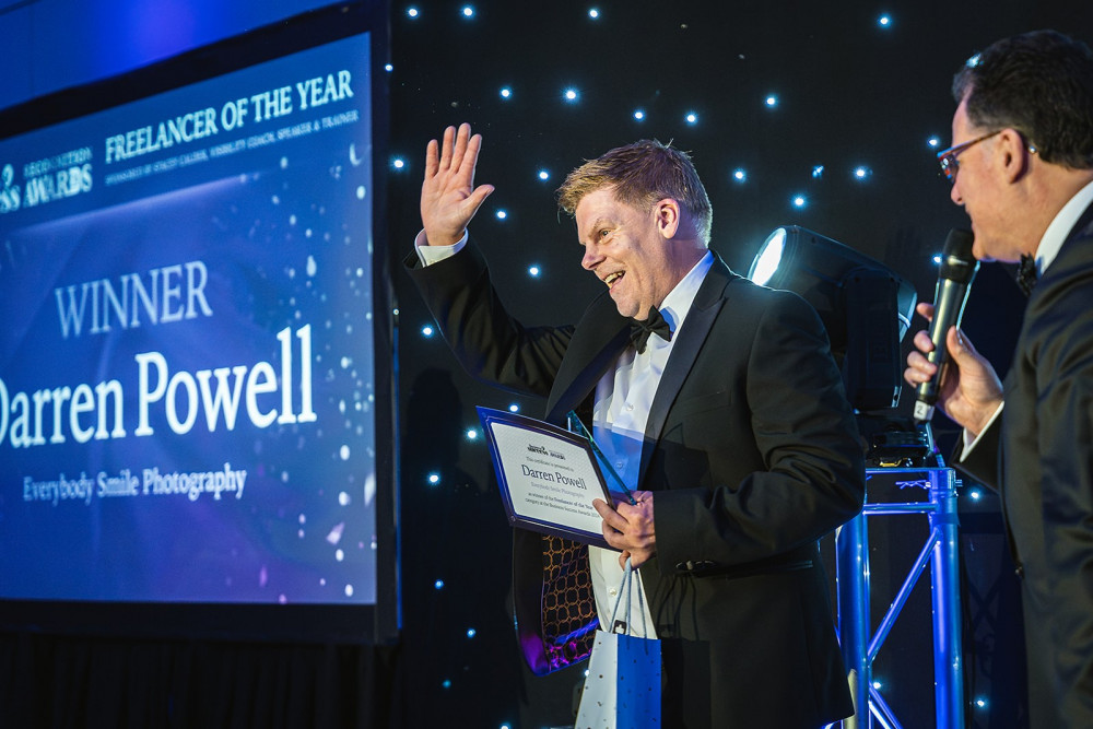 Darren Powell received the Business Success Recognition Awards for Freelancer of the Year (Image by Cameron Murray Photography)