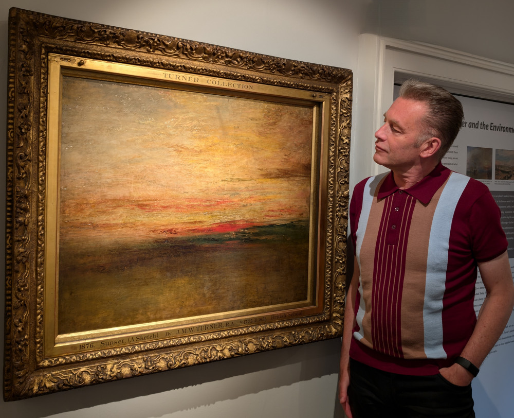 Chris Packham views rarely seen Sunset, oil by JMW Turner at Turner's House (credit: Lucinda MacPherson).