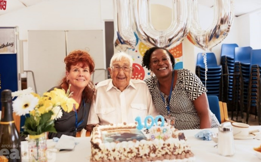 Charlie Hatfield with Age UK Ealing day centre managers, Jan and Carolyn (credit: Ealing Council).