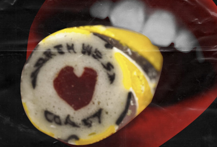 A stick of rock cover art alludes to the seaside resort themes of the track. (Image - The Virginmarys)